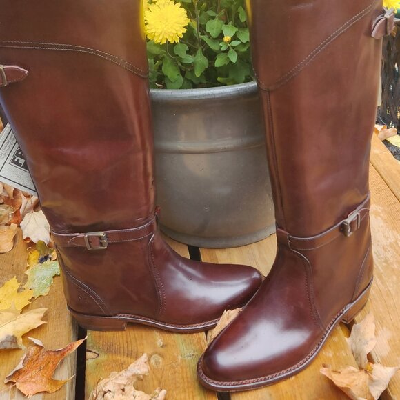 Brand New Frye Dorado - B'ful shade of Brown Riding Boot Leather Tall  Sz 5/5.5 - Picture 1 of 10